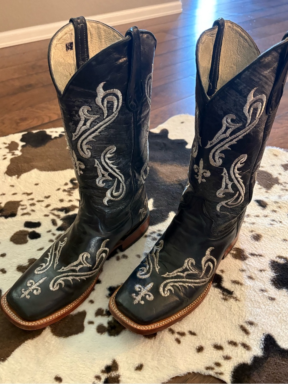 Ferrini Black Leather Western Cowboy Boots